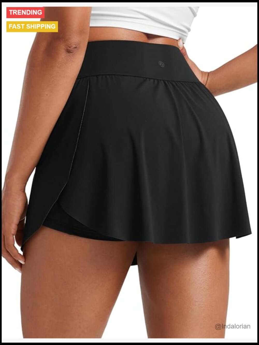 High Waisted Side Slit Tennis Skirt with Pockets, Polyamide Elastane